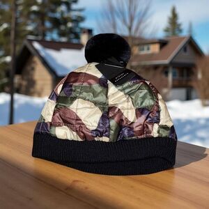 NWT Do Everything In Love Quilted Camo Pom Pom Beanie One Size